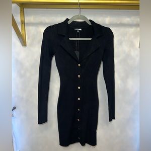 BLACK MINI SWEATER DRESS